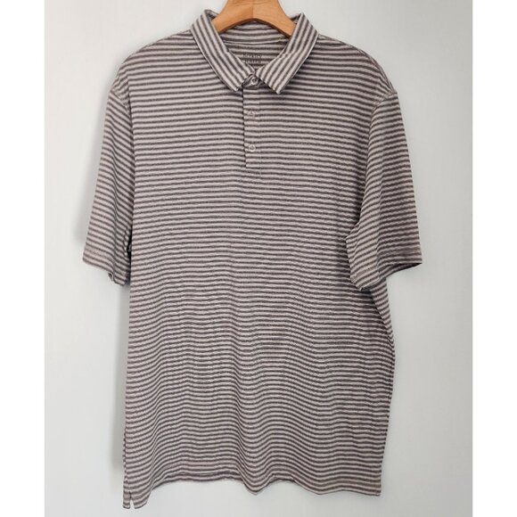 Berkley‎ & Jensen Polo Shirt Gray Striped Polyester Quick Dry Mens Large NWT NEW - Picture 3 of 8